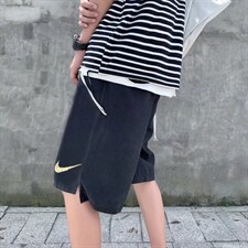 218-1-P18-GG02夏季宽松休闲打勾菊花潮牌开叉短裤，男装休闲裤，四季星座218-1