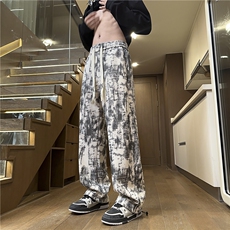 扎染灯芯绒休闲裤美式复古直筒宽松垂感阔腿裤潮K889*P40控68，男装休闲裤，星座227-1
