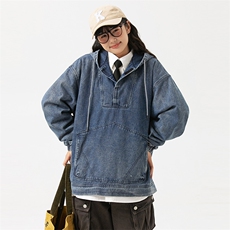 2026春季新款男装日系潮牌宽松连帽牛仔外套休闲夹克JK580-F135，男装工装外套，电商A101（原外27）