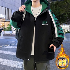 加绒加厚连帽夹克男秋冬时尚潮流加厚棉衣男外套L8658-P87，男装夹克，星座310B-3