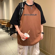 2023美式校园风短袖男设计感小众复古日系翻领t恤，男装T恤，星座716-4
