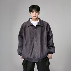 麂皮绒翻领夹克男士秋冬季2025新款痞帅潮牌欧美工装外套H04/P60，男装夹克，星座506