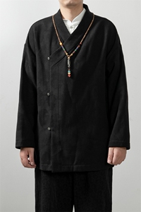 秋冬新款风男装棉麻提花改良汉服加绒新中式外套X15P85图片