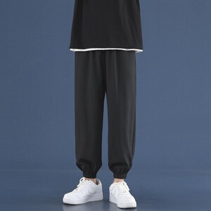 垂感冰丝裤男夏季薄款速干束脚九分裤宽松超薄长裤2027-特批20,男装休闲裤,星座718-1