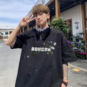 可48小时发货支持抖音得物来样二开 美式满天星亮片短袖T恤MTX724图片