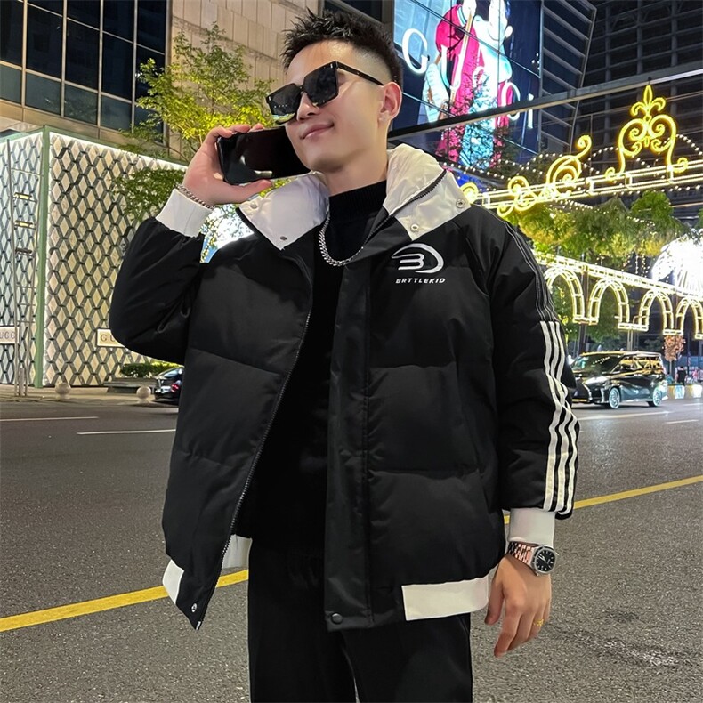 打怪潮拼色侧边条纹棉衣棉服女秋冬季面包服外套,男装棉衣,星座218-1（原230）