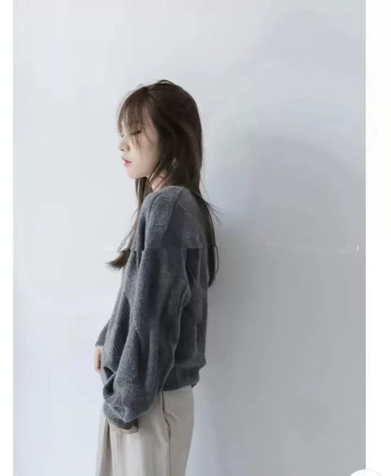 欧货针织衫V领长袖T恤大码女装春秋新款宽松打底衫中长款上衣,针织衫/毛衣,半城羊绒