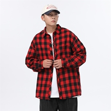 慵懒风潮流休闲宽松百搭情侣格子衬衫C2162-P32【特价】，男装衬衫，电商A007