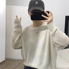 秋季新款纯色针织圆领套头上衣时尚百搭，女装针织衫/毛衣，泰沅羊绒