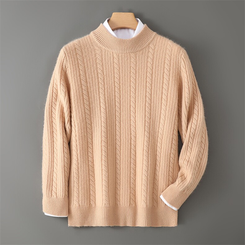 2025年秋季半高领时尚百搭通勤简约休闲套衫，男装羊绒套衫，蒙亿羊绒