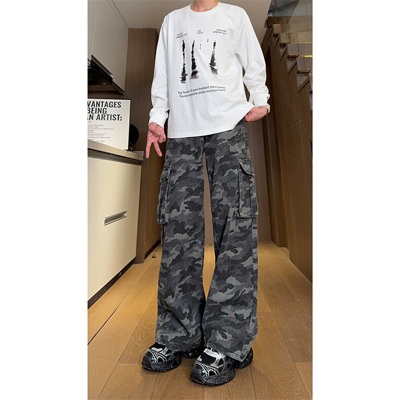 现货高街辣妹宽松阔腿直筒口袋工装迷彩裤男女K5815-P65控89,男装工装外套,星座205