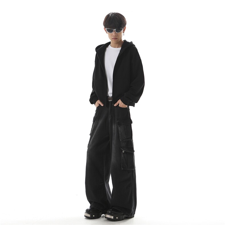 1014-1-KF8004--P59-美式高街复古多口袋工装休闲牛仔裤男,男装牛仔裤,星座1014-1