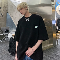 2024夏季新款重磅宽松短袖男生潮流星星刺绣T恤jk23267-p25-控38，男装T恤，星座605(原A050)