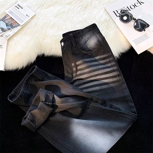 美式高街水洗牛仔裤男女款潮牌百搭宽松显瘦垂感直筒休闲阔腿长裤图片