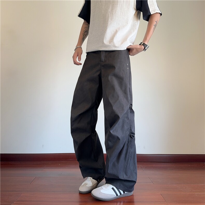 2025春夏新款美式高街褶皱宽松休闲伞兵裤B315-K25728-特p40控78,男装休闲裤,电商B315