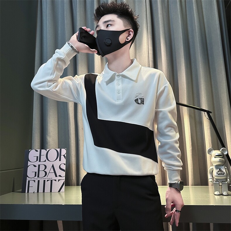 痞帅高级感拼接翻领男士卫衣外套社会小伙店主风301C-WY49P58控78,女装短外套,星座301C（原B323）