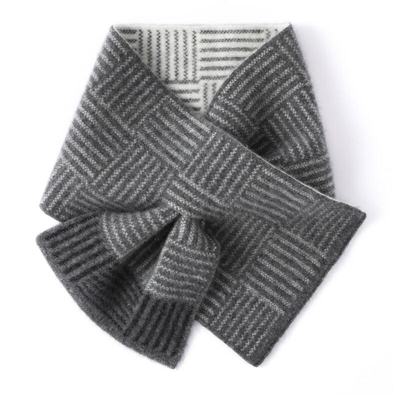 2025年秋季时尚百搭通勤简约休闲男士拼色穿孔围巾，围巾，众皇羊绒