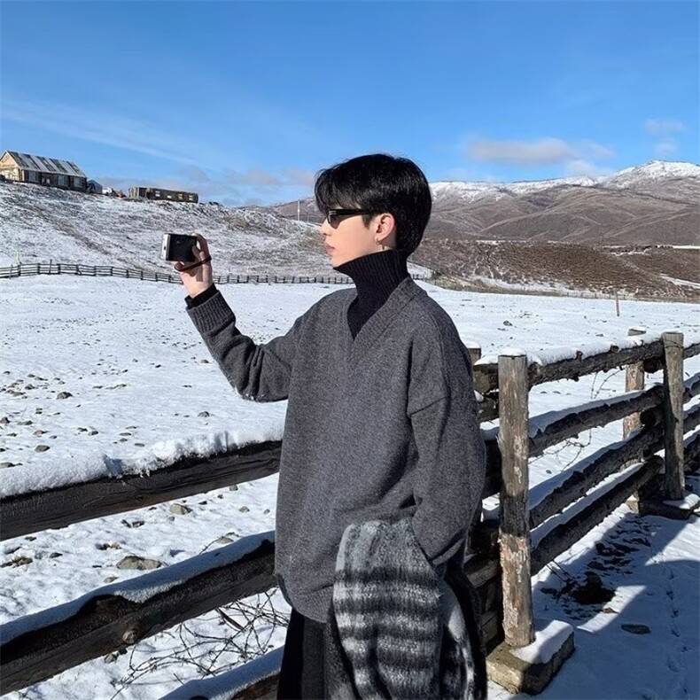 复古假两件高领毛衣男冬季高级感针织衫慵懒风外套1008-LS333-p67,男装针织衫/毛衣,星座1008