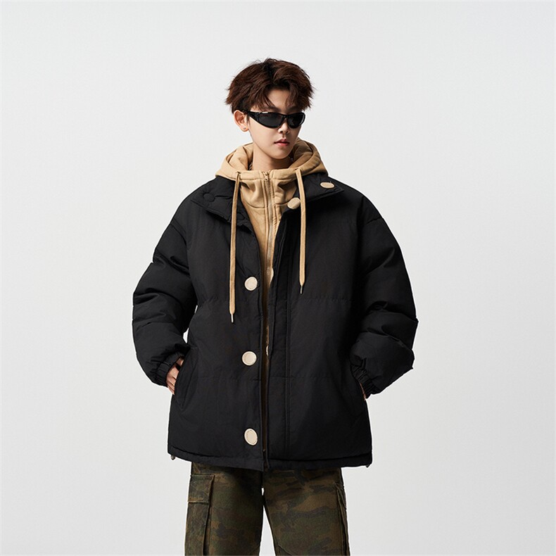 有长图冬季假两件羽绒棉衣服男日系宽松连帽棉袄外套MF00827/P100,男装棉衣,电商B316