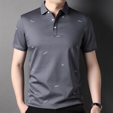 男士轻奢短袖T恤时尚潮流翻领半袖商务纯色上衣服体恤男装，男装T恤，电商B212（原钱塘6029）