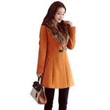 新款毛呢外套纯色优雅2022秋冬百搭潮流大衣时尚简约气质配毛领，女装毛呢外套，时尚俏佳人
