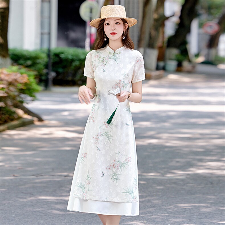 2025年夏旗袍式连衣裙，女装连衣裙，魅家