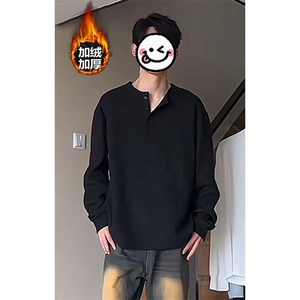 特批P25无差价冬季抖音长袖T恤男加绒内搭打底衫男T1748J加绒图片