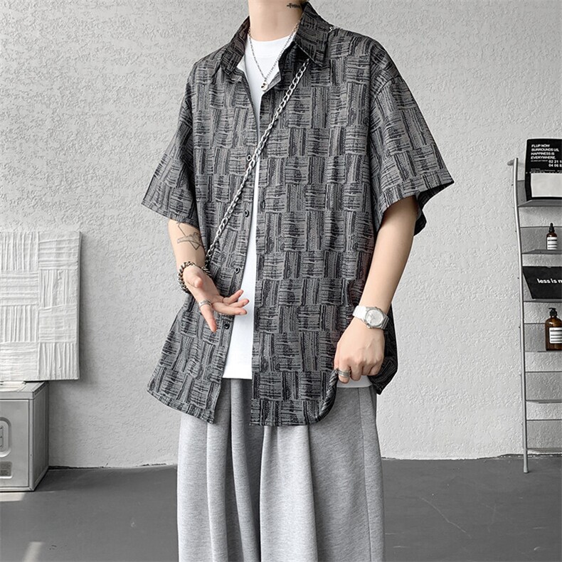 8XL-M花衬衫男款短袖夏季冰丝薄款花衬衣大码寸衫外套DC28013P38,男装衬衫,电商B312