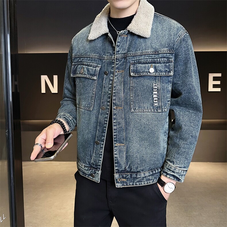 秋冬新款羊羔毛加厚牛仔外套男B321-9529加绒-P165,男装工装外套,电商B321-1