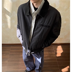 JK745-尺码M-3XL-P80-复古水洗珠地棉夹克外套做旧boxy翻领上衣，男装夹克，星座1811B