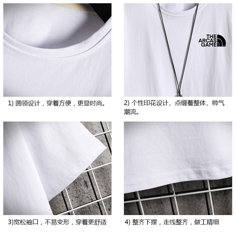 TD56232-P35短袖t恤套装男短裤两件套男装搭配一套帅气网格,男装T恤,电商A040A
