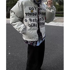 复古假两件撞色棉衣开衫外衣男女嘻哈宽松情侣棉衣外套MY6625，男装棉衣，星座1116A（原606A-3）