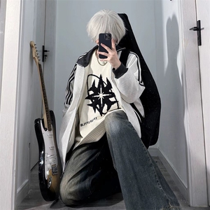 抖音得物高品质 美式高街重磅结构设计拼接织带立领卫衣外套 CM42图片