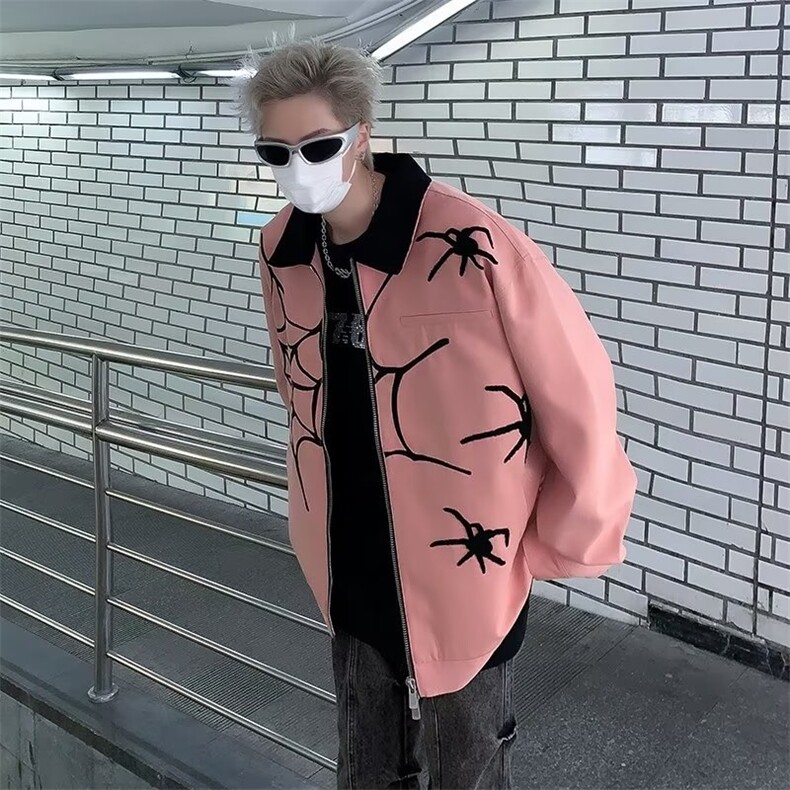 潮美式蜘蛛全刺绣外套男秋潮牌夹克情侣棒MY835-P68,男装夹克,星座1109-3