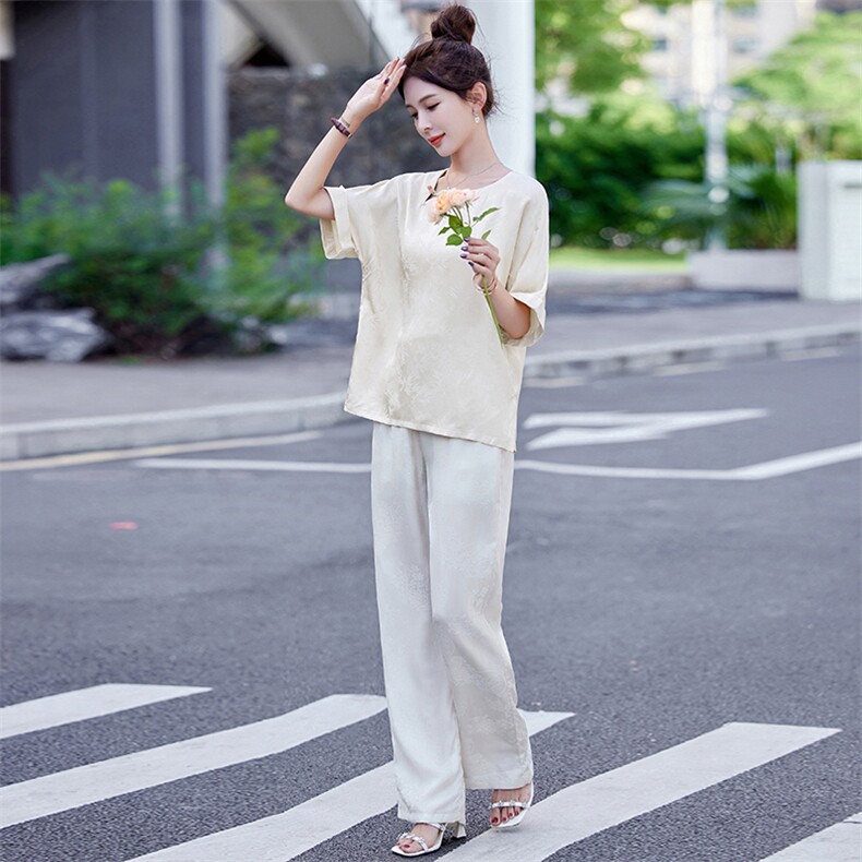新中式国风时尚套装女2025年新款夏季复古洋气减龄改良旗袍两件件,女装套装/套裙,新依时派