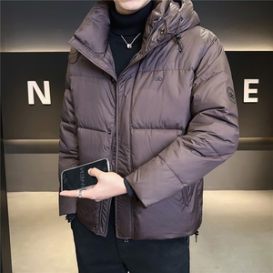 6086-m到3xL-P215标50店主风冬季男士休闲简约连帽修身羽绒服男图片