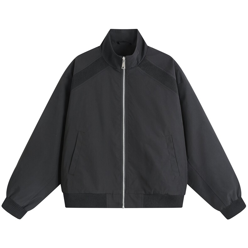 JK008平铺白底春装拼接工装立领夹克聚酯纤维(M-5XL)TP35,男装夹克,电商A088