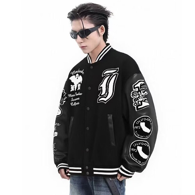 W10785-P68网图现货欧美复古高街幽灵刺绣棒球服夹克情侣外套,男装夹克,星座1608
