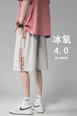 现货1万件！22夏季港风腰果花拼接薄款男士冰丝休闲短裤ZY021，男装休闲裤，星座715-1
