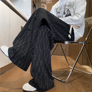 美式秋季新款拼接格子扎染设计潮流休闲裤B315-K25341-特p35控68