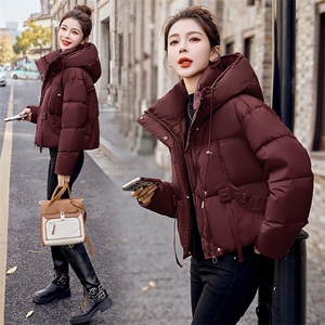 加厚保暖白鸭绒羽绒服女2024冬新款小个子洋气时尚连帽面包服外套图片