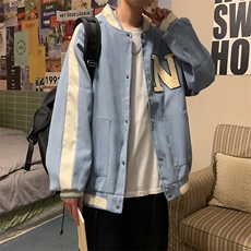 港风棒球服ins潮牌宽松复古撞色机车夹克美式外套秋季W1271-P59，男装夹克，星座512-2
