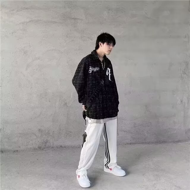 潮高街刺绣小香风格子ins长袖衬衫男女街头痞帅外套潮JK12/P52,男装衬衫,星座506
