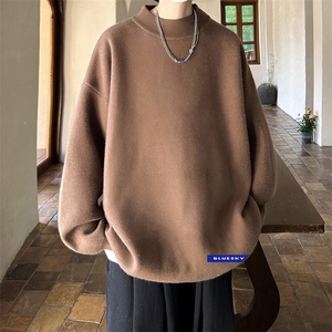 控68半高领毛衣男士大码针织衫男毛线衣男 M18202-P45 加绒款-P65图片