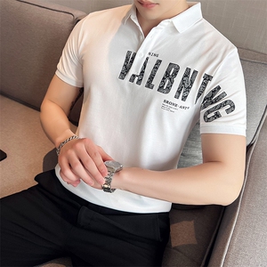 2024夏季新款 英伦风高品质修身刺绣POLO衫冰丝短袖T恤男D238-p48图片