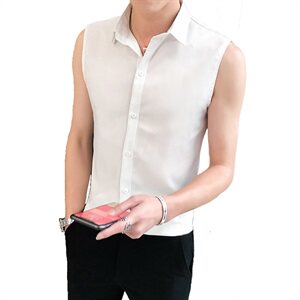 B302 CS203 特 2021夏装新款男士无袖衬衫衬衣 跑量神器图片