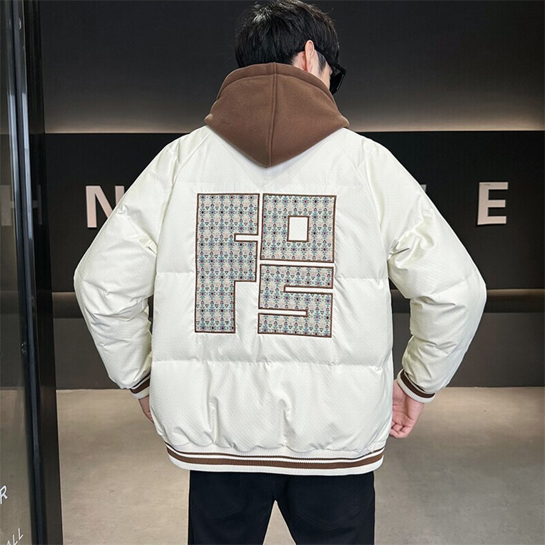 2025新款男羽绒服冬季连帽假两件外套微阔版型B240-YR8069-P215,男装羽绒服,电商B240