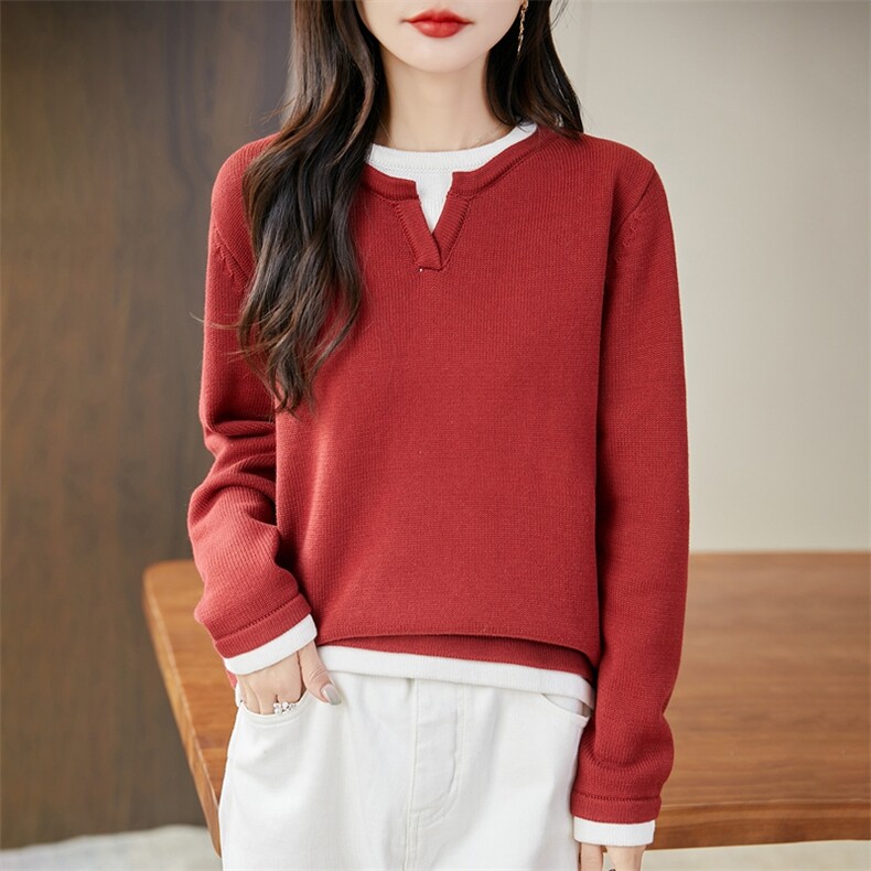 早秋假两件针织打底衫女2025新款秋季上衣洋气大码女装秋冬毛衣,针织衫/毛衣,长今羊