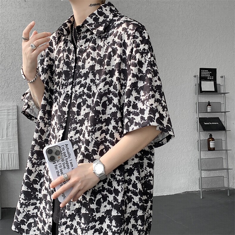 8XL-M花衬衫男短袖夏季薄款冰丝半袖宽松大码休闲外套DC28008P38图片
