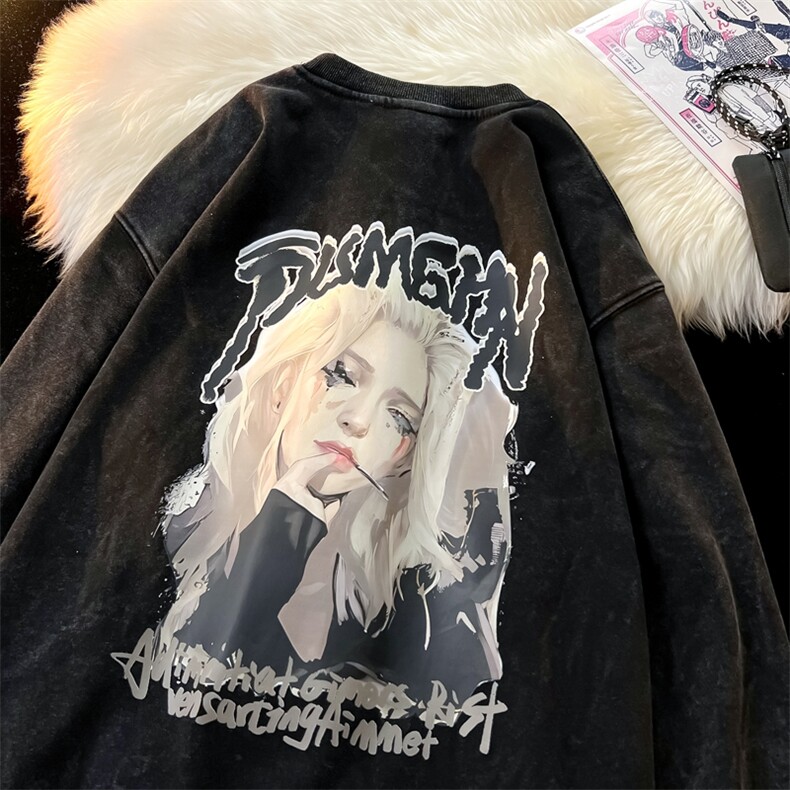 美式重磅水洗做旧圆领卫衣力推大码男XZ517A--3-HH5001-P58，男装卫衣，星座517A-3